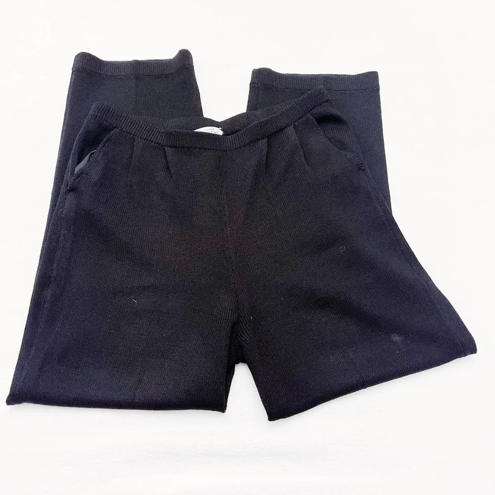 VTG St. John Marie Black Knit Pants SZ8 MINT USA